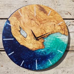 Resin And Wooden Wall <b>Clock</b> High Quality Handmade Durable And Artistic Ideal <b>For</b> Living Room <b>Bedroom</b> Office Study - Product Image 4