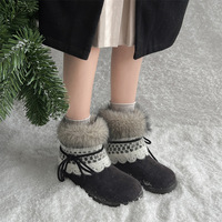Bottes de neige pour femmes 2026, nouvelle collection hiver, avec garniture en fausse fourrure, décorations en dentelle, cordon de serrage latéral, doublure en coton chaud, antidérapantes, bottines à logo personnalisé