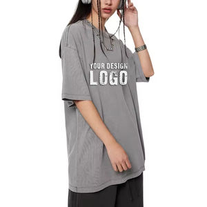 Camiseta de Mujer de Algodón de Alta Calidad, 270g, Estilo Vintage Lavado, Personalizada con Estampado, Manga Corta, Hombros Caídos - Product Image 5