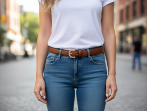 Women's 3.0cm Diamond <b>Stud</b> Pin Buckle <b>Belt</b> 110cm Casual Metal <b>Belt</b> - Product Image 2