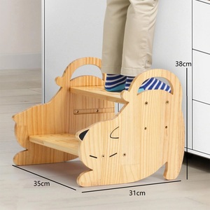 Sgabello in Legno Massello Regolabile in Altezza, Sgabello per Bambini a 2 Gradini, Sgabello per WC con Piedini Antiscivolo - Product Image 4