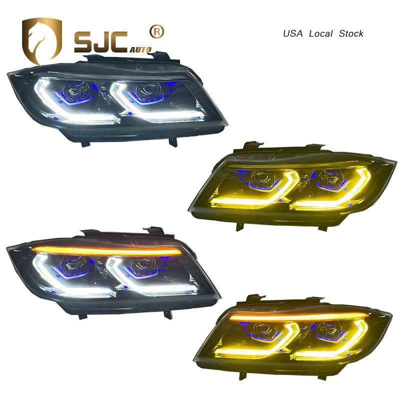 Sjc LED Headlight Assembly For BMW 3 Series E90 / E91 2005-2012 Yellow White DRL