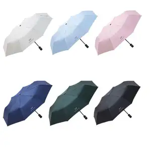 Winddicht automatisch faltbar leichter robuster Stahlschaft tragbar kompakter einfarbiger faltbarer Sonnenschirm und Regen