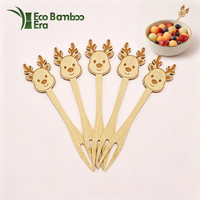 Ecologische bamboe fruitprikkers, wegwerpbaar, cartoon-cocktailspiesjes voor feestjes, desserts en hapjes, met FSC ISO-certificering.