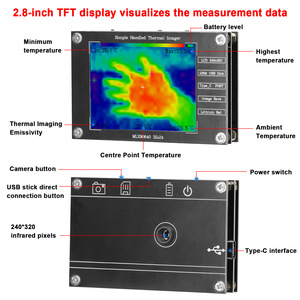 Cámara de imagen térmica portátil MLX90640 Pantalla TFT de 2,8 pulgadas para medición de temperatura Módulos de cámara de mantenimiento electrónico - Product Image 3