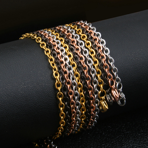 Cadena de Eslabones de Acero Inoxidable Chapada en Oro de Alta Calidad, Cadena Plana Tipo O, Cadena Cruzada para Hombre y Mujer - Product Image 3
