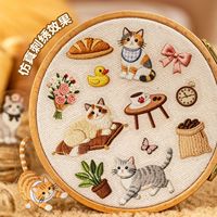 2 autocollants par paquet Série Yarn Cat Adventures Motifs réalistes de style broderie pour décorations créatives DIY et collages