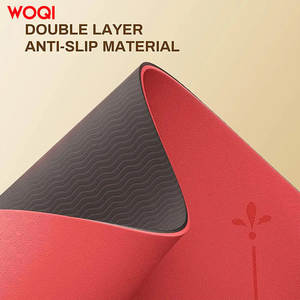 Tapis de yoga Woqi 6 mm d'épaisseur en TPE, couleur rouge brique, rectangulaire, universel pour l'exercice et le fitness - Product Image 2