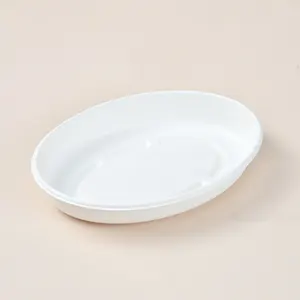 26oz Biodegradable Disposable Sugarcane Bagasse Tableware Food Container Oval Salad Bowls with Lid