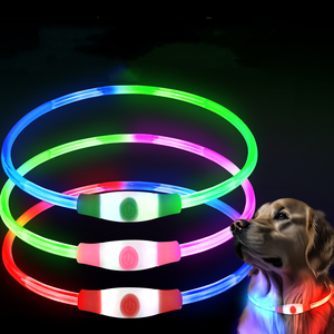소형 중형 대형 개를위한 USB 충전식 LED 개 목걸이 방수 플래시 목걸이 모피 장식 고양이를위한 현대 럭셔리 - Product Image 1