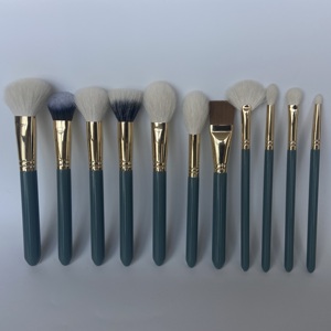 ชุดแปรงแต่งหน้าขนแพะ 11 ชิ้น ด้ามไม้สีเขียว สำหรับแต่งหน้า ปัดแก้ม อายแชโดว์ รองพื้น พร้อมรับทำโลโก้ ชุดแปรงเครื่องสำอาง - Product Image 6