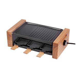 Grill à <span class=keywords><strong>raclette</strong></span> électrique avec poignées en bois, contrôle de la température, surface antiadhésive, commande mécanique, sécurité de la flamme pour la maison - Product Image 2