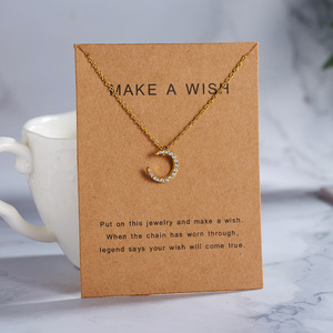 Strass in oro 18 carati ti amo fino alla luna e indietro collana di gioielli regalo per amante ragazza amica mezzaluna collana - Product Image 4