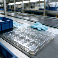 Plateau alvéolé personnalisé antistatique en PET/PS pour pièces électroniques de précision, idéal pour le transfert en usine