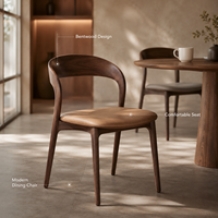 Kursi Makan Bentwood Modern dengan Sandaran Melengkung & Dudukan Kulit Lembut, Rangka Kayu Solid untuk Penggunaan di Rumah, Restoran, Kafe, dan Komersial
