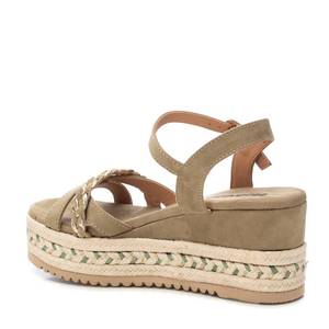 Sandali con zeppa rialzata da donna Refresh, beige in camoscio, con plateau e cinturino intrecciato, scarpe estive - Product Image 3
