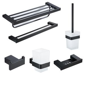 Stainless Steel 6 Pieces Bathroom Accessories Set Wall Mounted <strong>Towel</strong> Rack <strong>Towel</strong> <strong>Hook</strong> for Home Apartment Use - Product Image 1