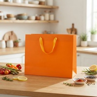 Sac cadeau en papier kraft simple, biodégradable et personnalisable, sac de shopping pour vêtements, sac fourre-tout avec corde côtelée, emballage avec ruban, carton blanc personnalisé