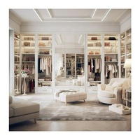 Meuble de dressing en forme de U, style néoclassique, en bois blanc élégant et personnalisé, pour bijoux