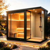 Chauffe-sauna extérieur en bois pour spas et bains extérieurs, sauna carré à vapeur humide pour la relaxation