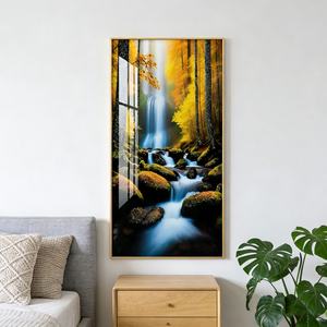 Pintura de Porcelana con LED e Impresión HD Personalizada de Lujo, Diseño de Arroyo en el Bosque, Decoración para el Hogar, Gran Venta, Arte Mural para Sala de Estar - Product Image 1