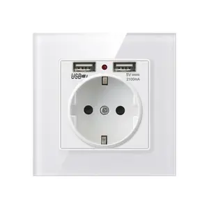 Euro USB Wall Socket 220V Electrical German Type With 2 USB Port 230V Socket