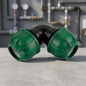 Raccord de tuyauterie à compression coudé à 90 degrés en PP PE vert pour l'irrigation et l'alimentation en eau - Product Image 2
