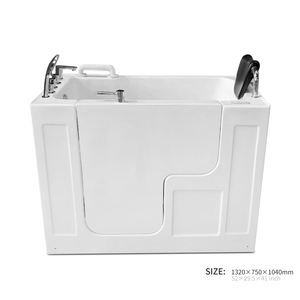 Mandrex Autoportant Petite Taille Rectangle Acrylique Walk-In Assise Massage Baignoire Débordement Antidérapant Ouverture Latérale Aide au Trempage - Product Image 3