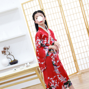 Abito Tradizionale Giapponese per Bambine con Motivo a Fiori di Ciliegio e Pavone, Kimono Yukata Haori - Product Image 5