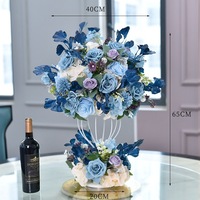 Nouveauté, rose artificielle en soie blanche de luxe de haute qualité 5D, boule de fleurs de 60 cm, centre de table et décorations de table pour mariage