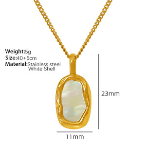 Collana di titanio asimmetrica parisiana-ciondolo geometrico artigianale con catena di stratificazione a conchiglia di Abalone per serate - Product Image 6
