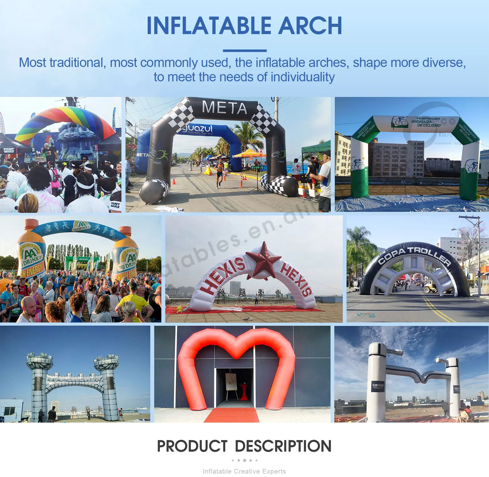 sport inflatable arch custom print shape logo Oxford PVC inflatable arch插图