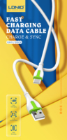 Câble de données LDNIO LS571 sortie 2,1a qui prend en charge la charge rapide et la synchronisation des données 1M/2M Orange/vert