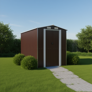 Caseta de Jardín de Acero Galvanizado D0100H79V6J, Color Marrón, Gran Espacio de Almacenamiento, Edificio Exterior - Product Image 2