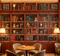 Wallpaper Rak Buku Vintage 3D Kustom, Mural Rak Buku untuk Perpustakaan, Ruang Belajar, Kantor, Dekorasi Dinding Interior