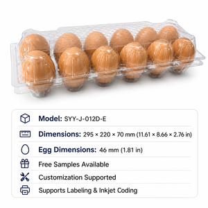 Barquette d'emballage pour 12 œufs en PET transparent de qualité alimentaire, empilable, antichoc, pour centre d'emballage d'œufs, OEM ODM, logo personnalisé - Product Image 2