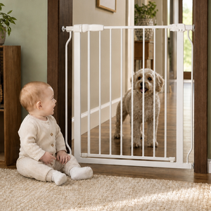 Barrière de sécurité pour bébés, tout-petits et animaux domestiques - Métal et plastique, hauteur 92 cm, fixation par pression, sans perçage, installation facile, utilisation pour escalier/porte. - Product Image 4