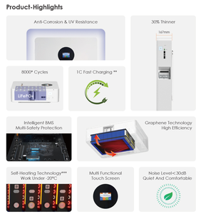 แบตเตอรี่ลิเธียมไฮบริดแบบติดผนัง 51.2V 50kW LiFePo4 ความจุ 200Ah 300Ah พร้อมระบบ RS485 BMS WiFi สำหรับเก็บพลังงานแสงอาทิตย์ภายในบ้าน รุ่น HP1500K - Product Image 6