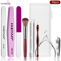 Kit de manucure professionnel, lime à ongles, bloc de polissage, éponge, pince à cuticules, pousse-cuticules, brosse à ongles - Outils en acier inoxydable, boîte JIEDAN