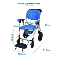 Chaise de toilette pliable en aluminium léger avec siège rembourré et seau amovible pour personnes âgées et handicapées, utilisation en salle de bain