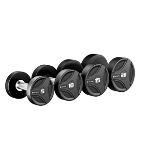 Toptan Yüksek Kaliteli Spor Salonu Dambıl Güç Antrenman Ekipmanı Yuvarlak Başlı Kauçuk Kaplı Dambıl Seti Dökme Çelik Dambıl Seti - Product Image 3