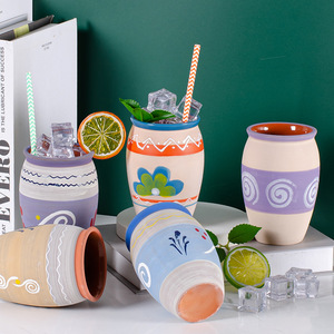 12oz hecho a mano Cantaritos De Barro mexicano <span class=keywords><strong>Margarito</strong></span> café leche cóctel tazas para bebida - Product Image 1