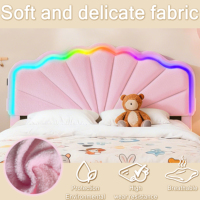 Schönes Unterbett-Aufbewahrungssystem mit Muschelform, RGB-LED-Beleuchtung, Gepolstertes Plattformbett mit USB-Typ-C-Ladestation, Softbett