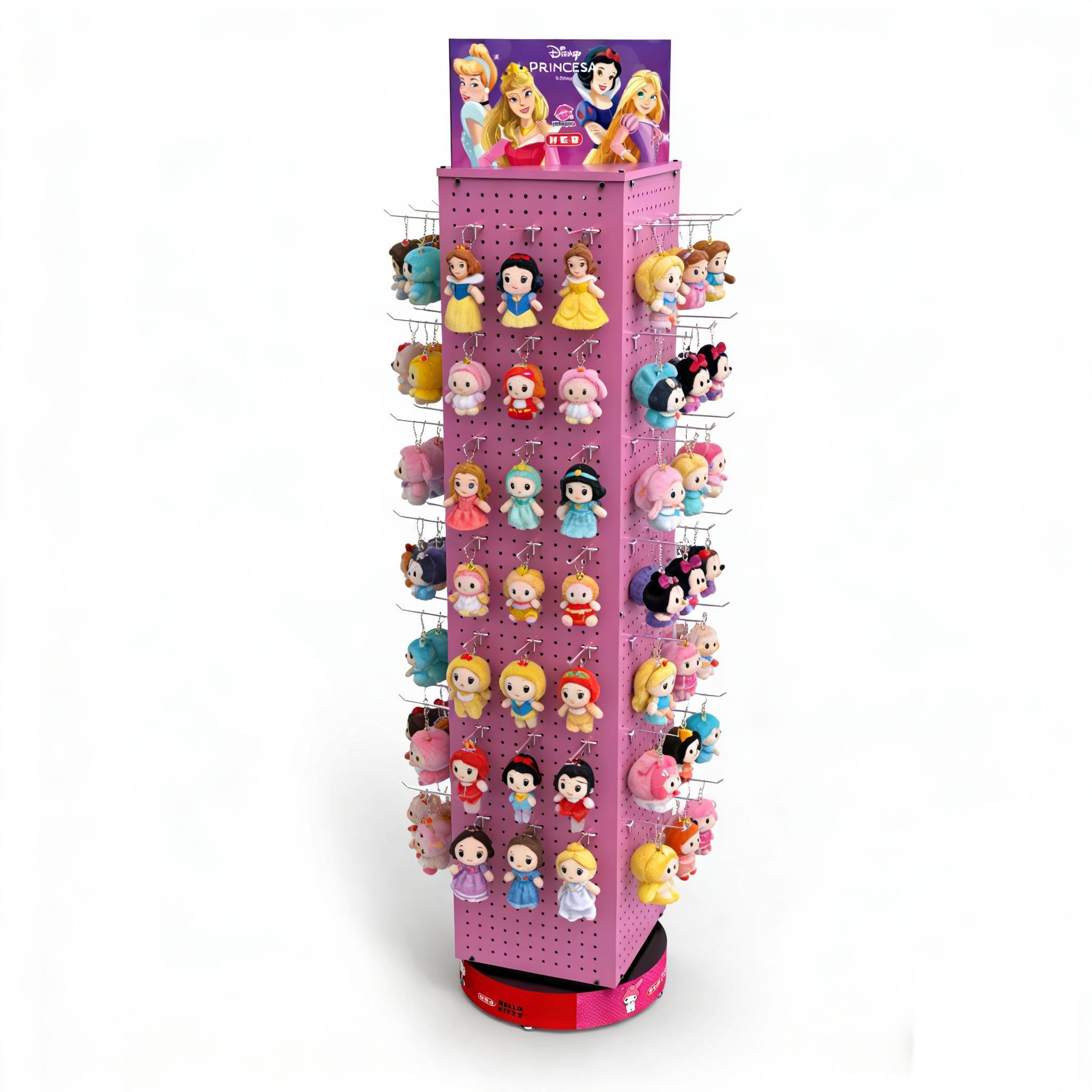 Customized Toy Keychain Display Stand 4-side Metal Rotatable Pegboard Hook Rack Sturdy Load-bearing for Retail Shops — view 6