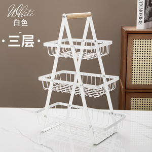 Creative Multi-Layer Slim Space Metal <strong>Fruit</strong> Basket Home Living Room Dried <strong>Fruit</strong> Snack Storage Rack Three-Layer Detachable Shelf - Product Image 4