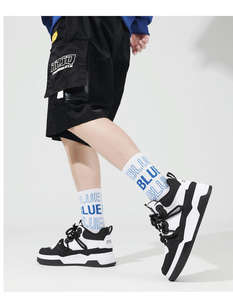 รองเท้าผ้าใบผู้ชายแบบดีไซน์เอง สไตล์ลำลอง เดินสบาย ทรงแบน หุ้มข้อสูง วัสดุ PU สไตล์สตรีท - Product Image 5