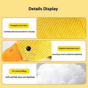 Juguete de pato amarillo de peluche para perros Durable para masticar y dentición Squeaks para entretenimiento Juego diario para mascotas - Product Image 4