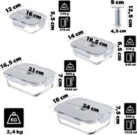 Lot de 4 récipients de conservation alimentaire en verre sous vide avec couvercles sous vide et pompe manuelle, récipients de préparation de repas en verre hermétiques