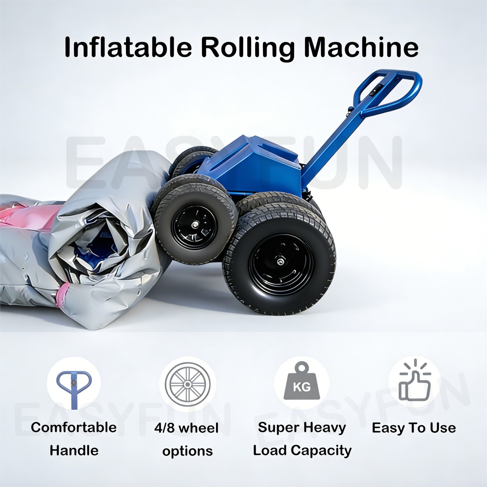 EASYFUN Factory Wholesale Inflatable Roller up Dolly 4/8 Wheels Rolling Machine for Inflatable Games Packing