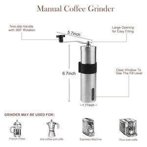 Factory Sale Premium Tragbare manuelle Kaffeemühle Edelstahl mit Keramik-Gratkern - Product Image 4
